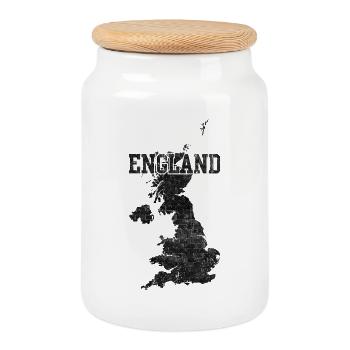 England Brick Map Texture - Cookie Jar with Wooden Lid - white - Front