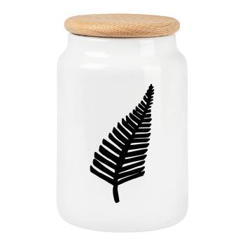 Fougère - Boîte à biscuits avec couvercle en bois - blanc - Devant