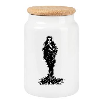 Dark creature - Cookie Jar with Wooden Lid - white - Front