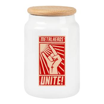 Metalheads, unissez-vous ! | Style d’affiche de propagande - Boîte à biscuits avec couvercle en bois - blanc - Devant