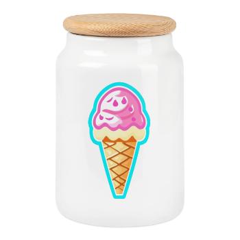 Eis - Keksdose mit Holzdeckel - Weiß - Vorne