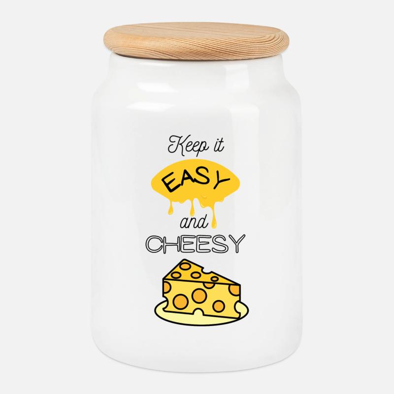 Easy Käse Meme - Keksdose mit Holzdeckel - Weiß