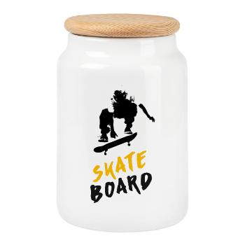SKATEBOARDING 2024 - Cookie Jar with Wooden Lid - white - Front