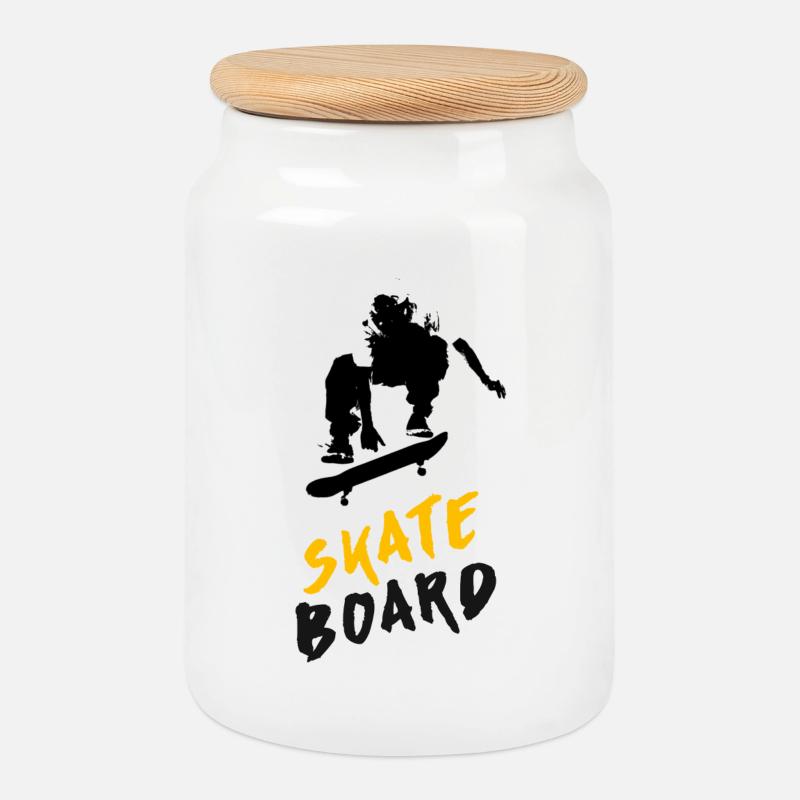 SKATEBOARDING 2024 - Keksdose mit Holzdeckel - Weiß