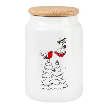 Winter - Keksdose mit Holzdeckel - Weiß - Vorne