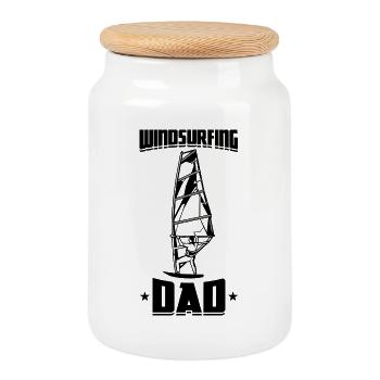 Windsurfer Dad - Cookie Jar with Wooden Lid - white - Front