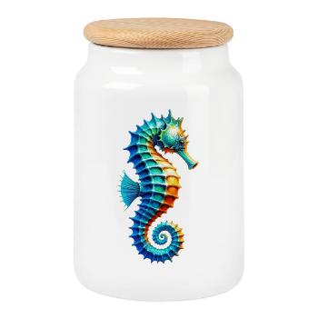 Hippocampe - Boîte à biscuits avec couvercle en bois - blanc - Devant