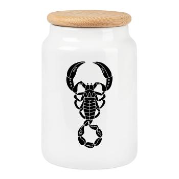 Scorpion noir - Boîte à biscuits avec couvercle en bois - blanc - Devant
