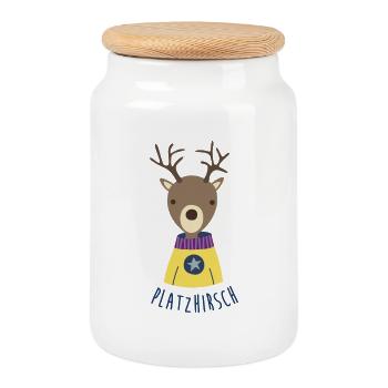 Bois de cerf citation enfants Woodland sauvage chasse Noël Fan - Boîte à biscuits avec couvercle en bois - blanc - Devant