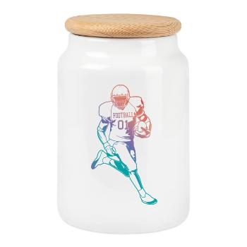 Footballer - Cookie Jar with Wooden Lid - white - Front