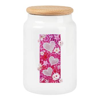 Mandelblüten Herzen - Sonja Ariel von Staden - Keksdose mit Holzdeckel - Weiß - Vorne