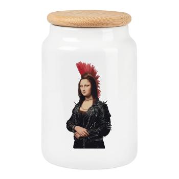 Mona Lisa (La Joconde) Punk - Keksdose mit Holzdeckel - Weiß - Vorne