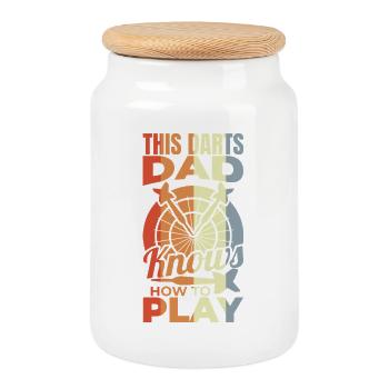Darts player father - Cookie Jar with Wooden Lid - white - Front