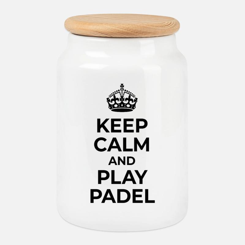 Keep Calm and Play Padel - Cookie Jar with Wooden Lid - white