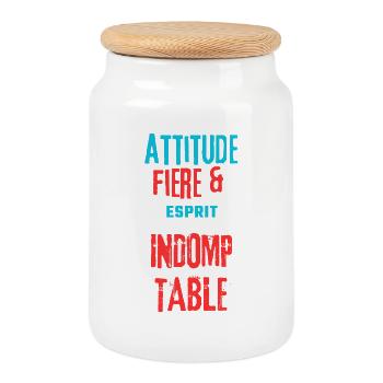 Fière et indomptable - Boîte à biscuits avec couvercle en bois - blanc - Devant