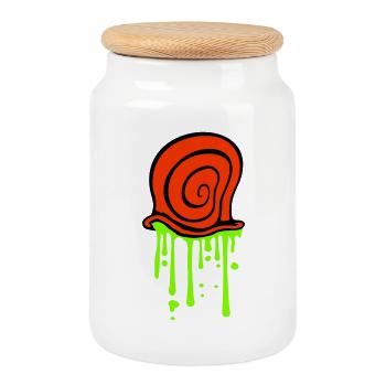 Snail shell, snail, slime, disgusting, slimy - Cookie Jar with Wooden Lid - white - Front