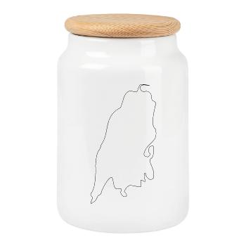 Lefkada - Cookie Jar with Wooden Lid - white - Front