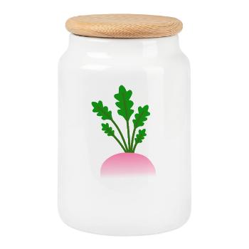 Minimalistische Rüben botanische Illustration - Keksdose mit Holzdeckel - Weiß - Vorne
