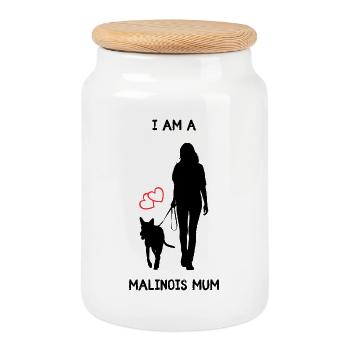 I AM A MALINOIS MUM - Love at every turn - Cookie Jar with Wooden Lid - white - Front
