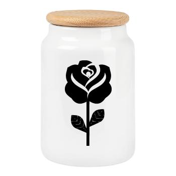 Rose noire - Boîte à biscuits avec couvercle en bois - blanc - Devant