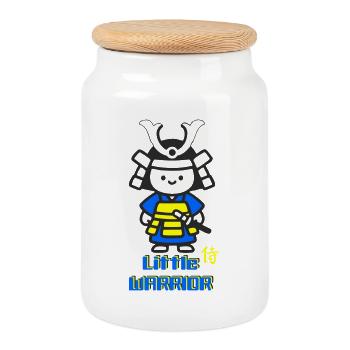 Little Samurai Warrior - Cookie Jar with Wooden Lid - white - Front