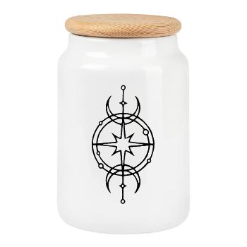 Symbole noir de protection et de chance - Boîte à biscuits avec couvercle en bois - blanc - Devant