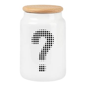 Question mark pixel optics - Cookie Jar with Wooden Lid - white - Front