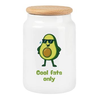 Avocado Swagger: Cool Fats Only - Keksdose mit Holzdeckel - Weiß - Vorne