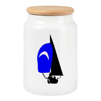 Segelboot - Keksdose mit Holzdeckel - Weiß - Vorne