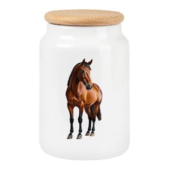 Pferd - Keksdose mit Holzdeckel - Weiß - Vorne