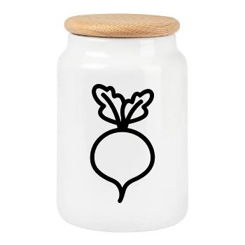 turnip - Cookie Jar with Wooden Lid - white - Front