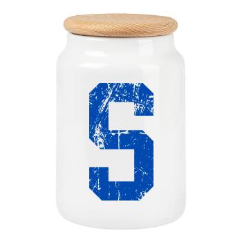Lettre s sport rétro  - Boîte à biscuits avec couvercle en bois - blanc - Devant