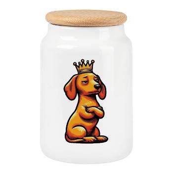 Propriétaire teckel Teckel Propriétaire teckel Propriétaire teckel Amant teckel - Boîte à biscuits avec couvercle en bois - blanc - Devant