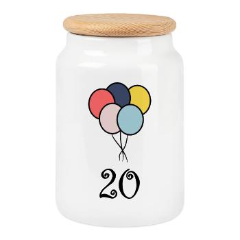 20. 20th ANNIVERSARY. 20 YEARS ANNIVERSARY. 20 YEARS. - Cookie Jar with Wooden Lid - white - Front