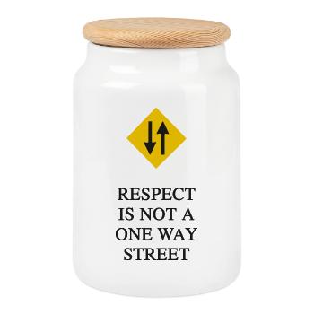 RESPECT IS NOT A ONE WAY STREET - Cookie Jar with Wooden Lid - white - Front