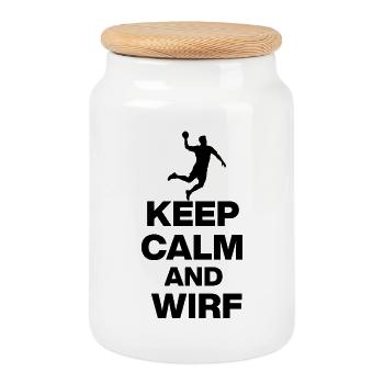 KEEP CALM AND WIRF! DEUTSCHLAND EUROPAMEISTER - Keksdose mit Holzdeckel - Weiß - Vorne