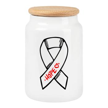 Espoir du cancer en boucle - Boîte à biscuits avec couvercle en bois - blanc - Devant