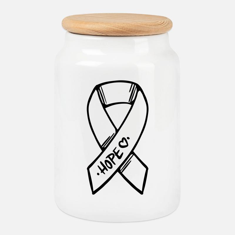 Loop Hope Cancer - Cookie Jar with Wooden Lid - white