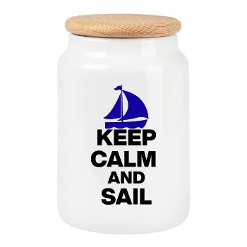 RESTE CALME ET NAVIGUE ! FANS DE VOILE OFFERTS À LA VOILE - Boîte à biscuits avec couvercle en bois - blanc - Devant