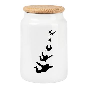 Parachutiste Fallschirmspringer - Boîte à biscuits avec couvercle en bois - blanc - Devant