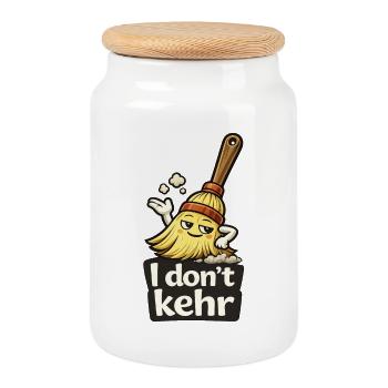 I don't sweep / care funny t-shirt gift - Cookie Jar with Wooden Lid - white - Front