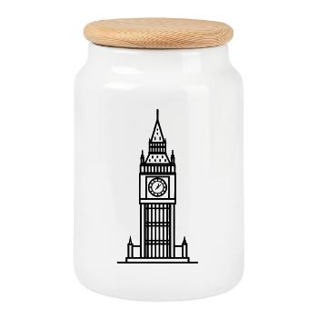 Big Ben - Boîte à biscuits avec couvercle en bois - blanc - Devant