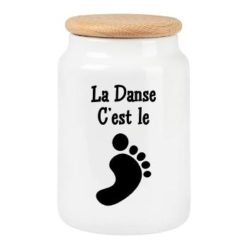 Dance is the foot - Cookie Jar with Wooden Lid - white - Front