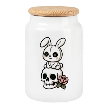 Goth Bunny Horror Rabbit Gothic Creepy Creepy - Cookie Jar with Wooden Lid - white - Front