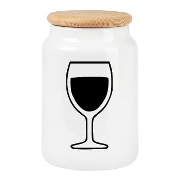 Wein Weinglas Rotwein  - Keksdose mit Holzdeckel - Weiß - Vorne