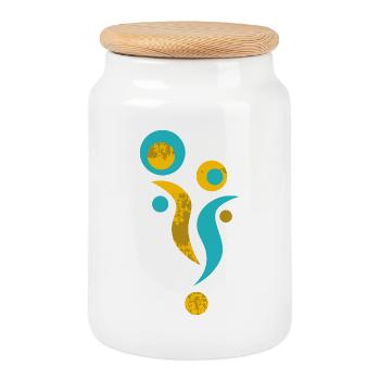Yoga design_41 - Cookie Jar with Wooden Lid - white - Front