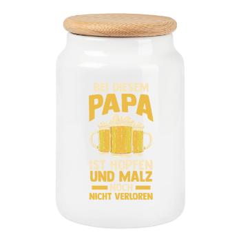 Beer Father Father's Day Dad - Cookie Jar with Wooden Lid - white - Front