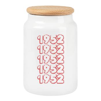 Année de naissance 1952 - Boîte à biscuits avec couvercle en bois - blanc - Devant