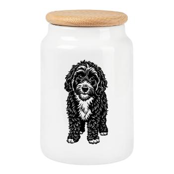 Cockapoo - Boîte à biscuits avec couvercle en bois - blanc - Devant