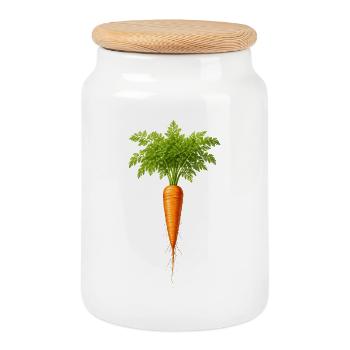 Fresh Carrot Nature Vegetable Illustration - Cookie Jar with Wooden Lid - white - Front